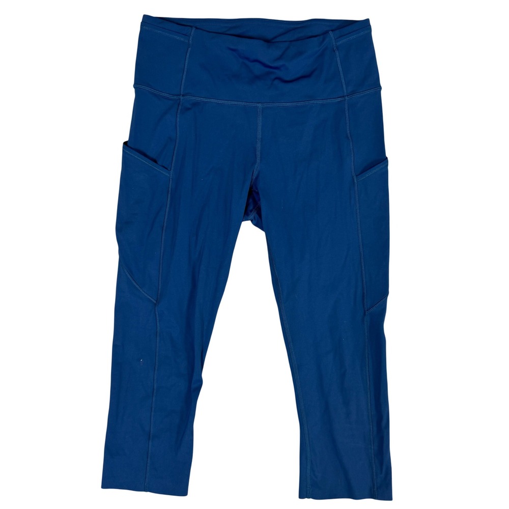 Lululemon Teal Blue High Rise Crop Leggings with Pockets Size 8